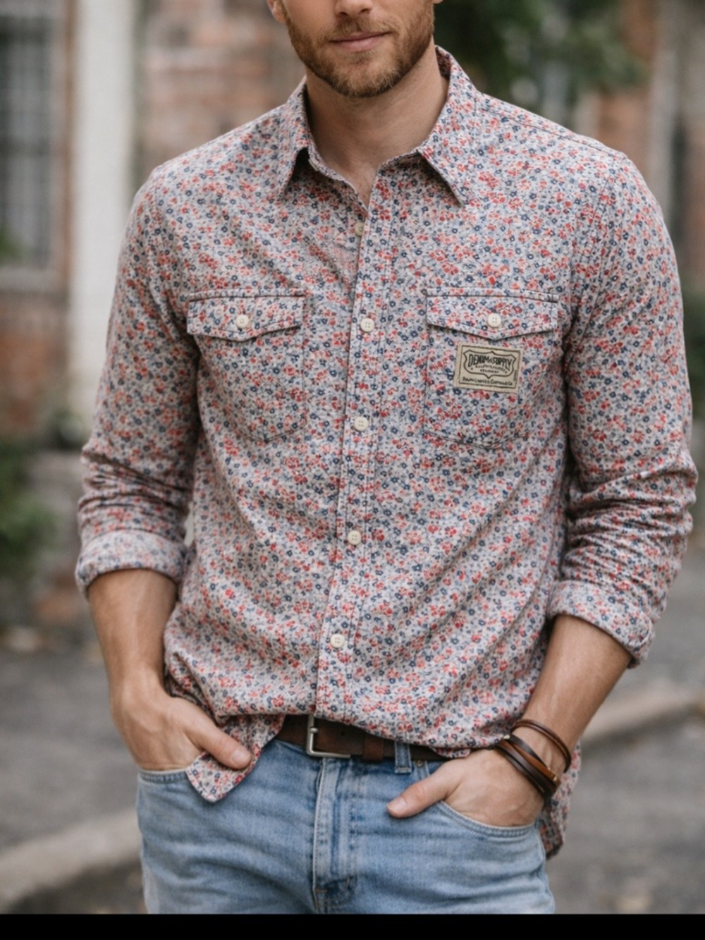 Denim & Supply Ralph Lauren Multicolor Floral Shirt Size L Cotton Men’s